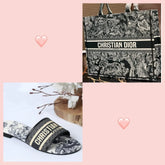 COMBO DEAL - DIOR SLIDES WITH DIOR BOOK TOTE BAG - JUNGLE BLACK