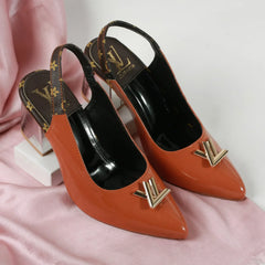 LV BLOCK HEEL SLINGBACK SHOES - BROWN