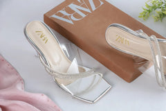 ZARA FANCY HEELS - SILVER
