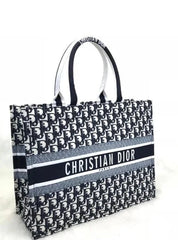 COMBO DEAL - DIOR SLIDES WITH DIOR BOOK TOTE BAG - DD WHITE