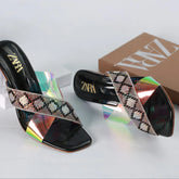 ZARA TRANSPARENT HEELS - BLACK