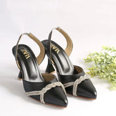 ZARA RHINESTONE SLINGBACK PUMPS - BLACK