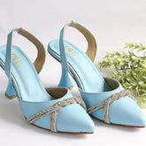 ZARA RHINESTONE SLINGBACK PUMPS - BLUE
