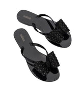 BOW TIE JELLY FLATS - BLACK