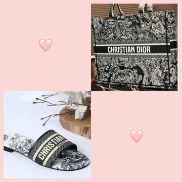 COMBO DEAL - DIOR SLIDES WITH DIOR BOOK TOTE BAG - JUNGLE BLACK
