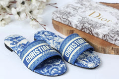 COMBO DEAL - DIOR SLIDES WITH DIOR BOOK TOTE BAG - JUNGLE BLUE