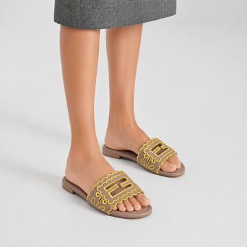 High Quality EmbroideredSummer Trendy Flats = Yellow