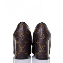 LV MONOGRAM PANEL BLOCK HEEL PUMPS