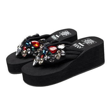 Imported Soft Wedge Slipper with Stones