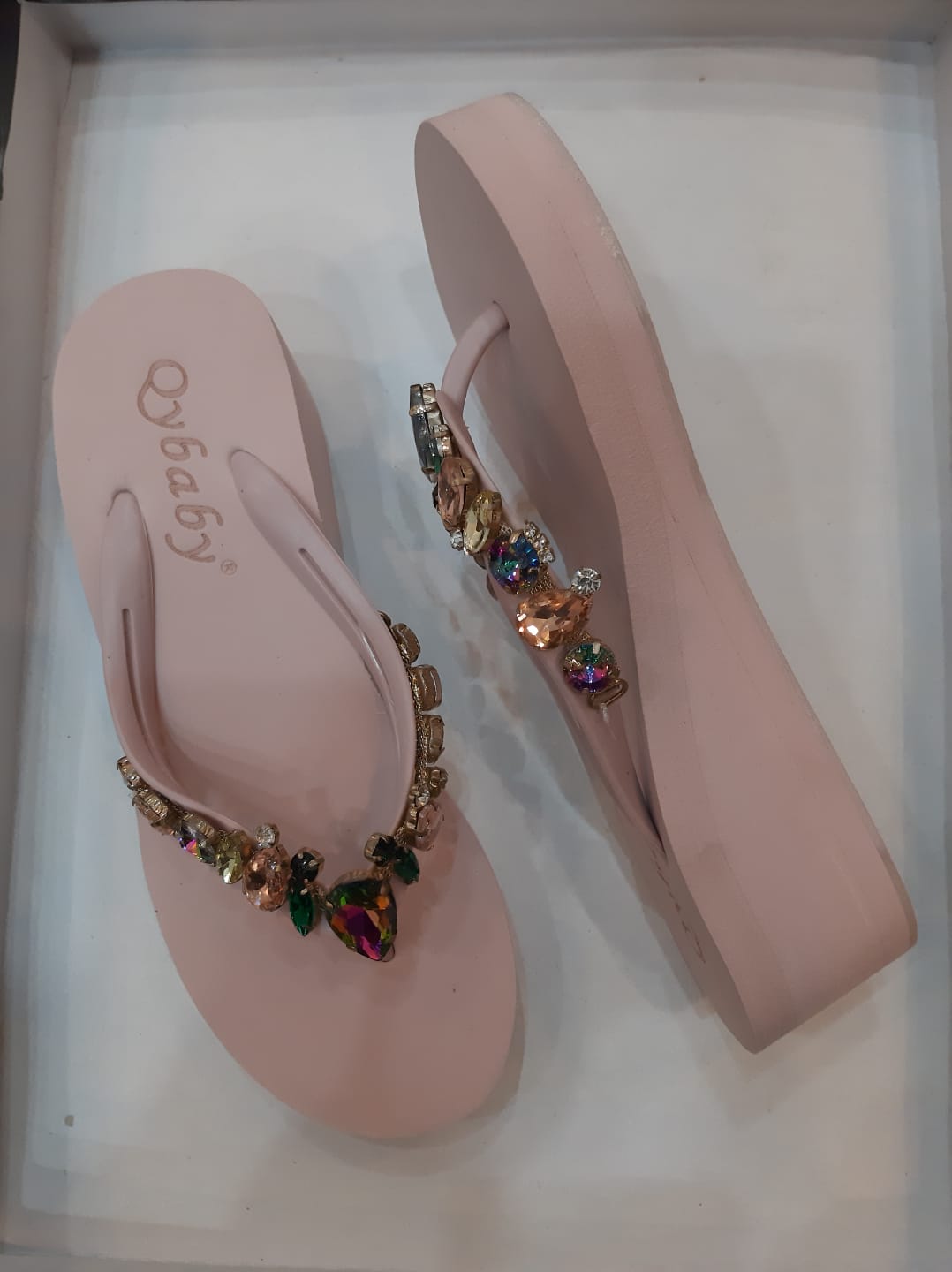 Imported Soft Wedge Slipper with Stones