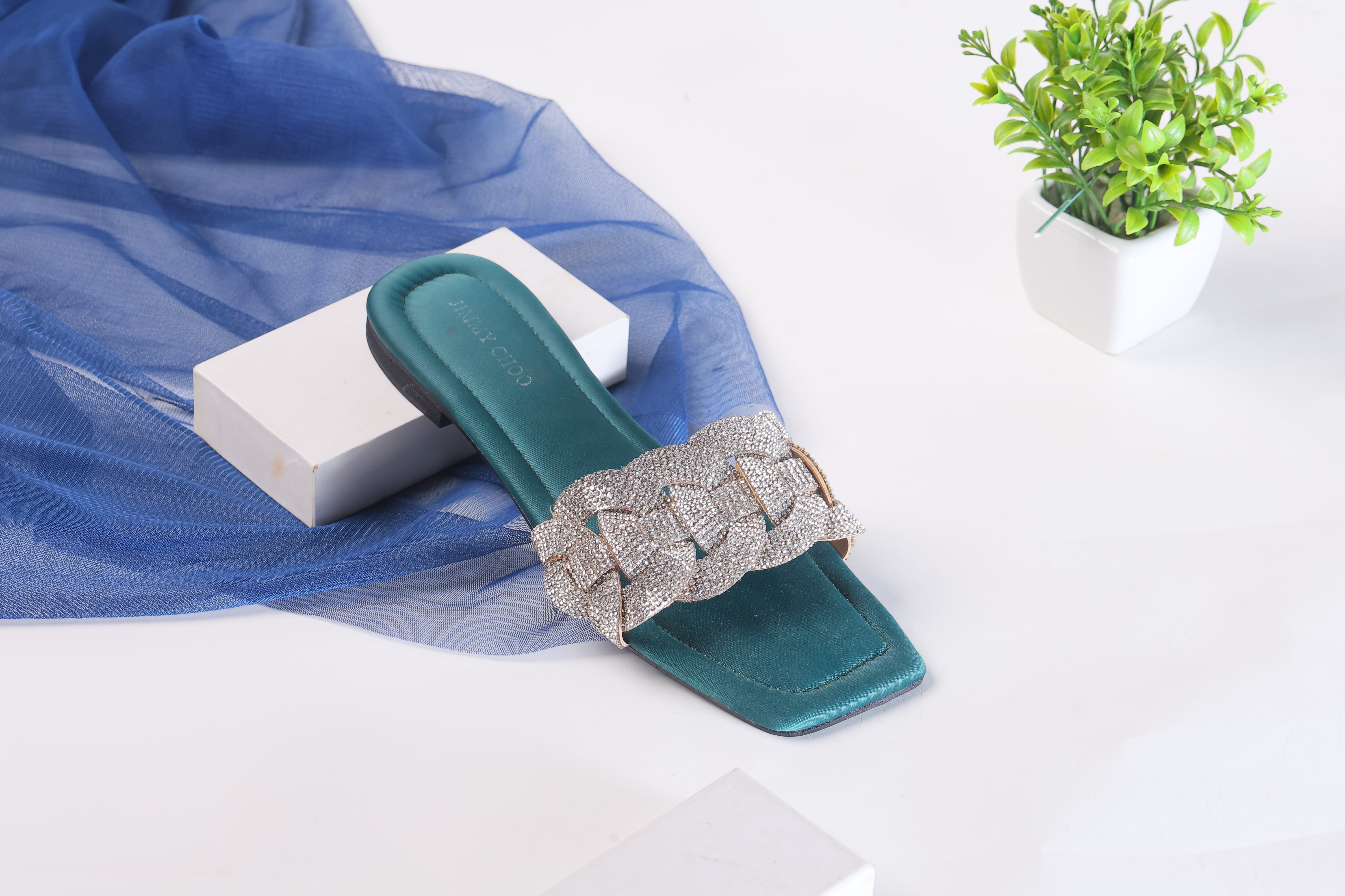 JIMMY CHOO RHINESTONES SLIDES