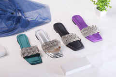 JIMMY CHOO RHINESTONES SLIDES