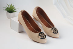TORY BURCH CLAIRE BALLET FLAT PUMPS - BEIGE