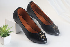 TORY BURCH CLAIRE BALLET FLAT PUMPS - BLACK