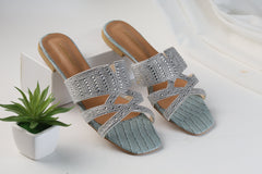WALKBROS BEAUX FANCY SLIPPERS - SILVER LOUIS
