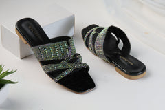 WALKBROS BEAUX FANCY SLIPPERS - BLACK LOUIS