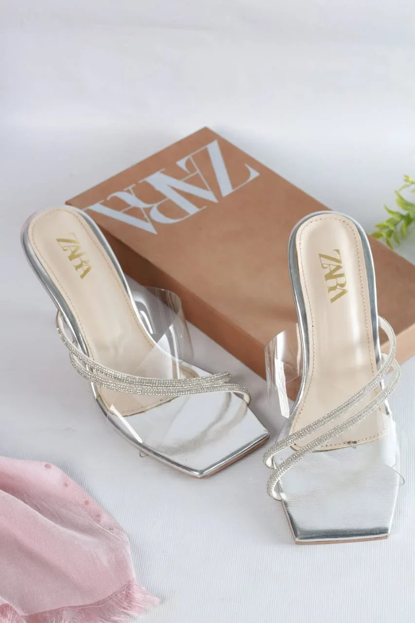 ZARA FANCY HEELS - SILVER