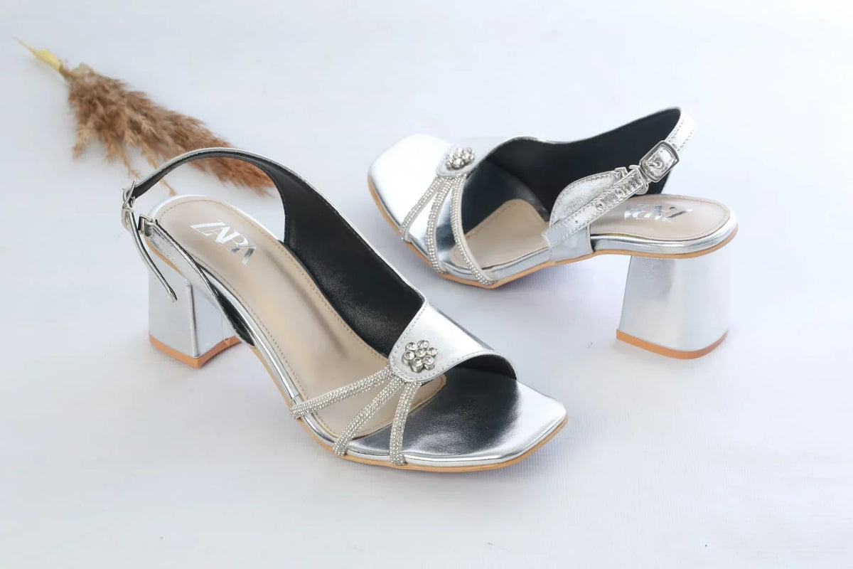 ZARA FANCY BLOCK-HEEL (SILVER)