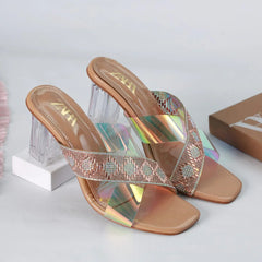 ZARA TRANSPARENT HEELS - BEIGE