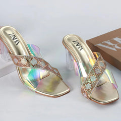 ZARA TRANSPARENT HEELS - BLACK