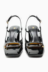 ZARA BLOCK-HEEL SLINGBACK SHOES - BLACK