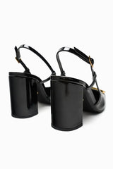ZARA BLOCK-HEEL SLINGBACK SHOES - BLACK