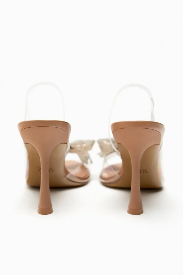 ZARA HIGH-HEEL VINYL SLINGBACK SHOES