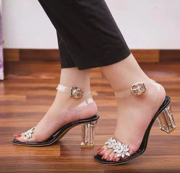 WALK BROS TRANSPARENT BROACH HEELS - BLACK