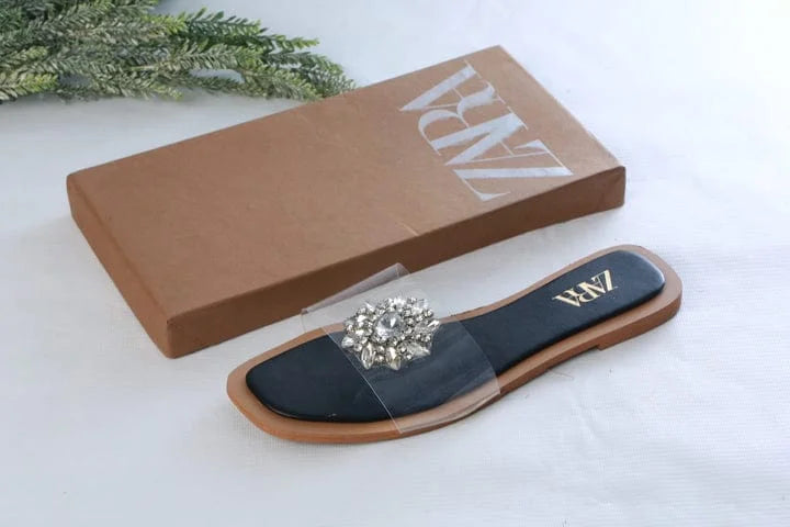 ZARA EMBELLISHED FLAT - BLACK