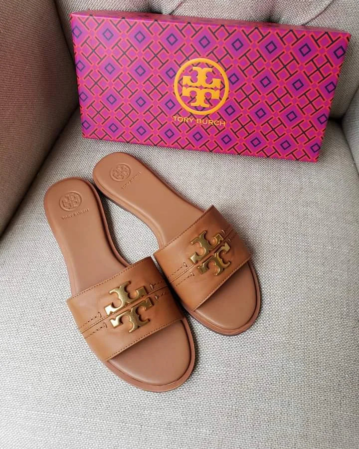 TB CASUAL SLIDES - BROWN