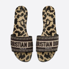 COMBO DEAL - DIOR SLIDES WITH DIOR BOOK TOTE BAG - LEOPARD