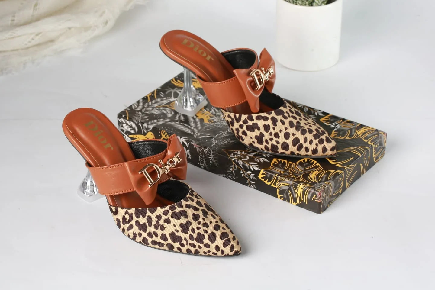 DIOR CASUAL HEEL PUMPS - BROWN (LEOPARD)