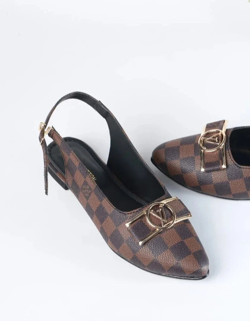 LV MONOGRAM POINTED TOE FALT PUMPS