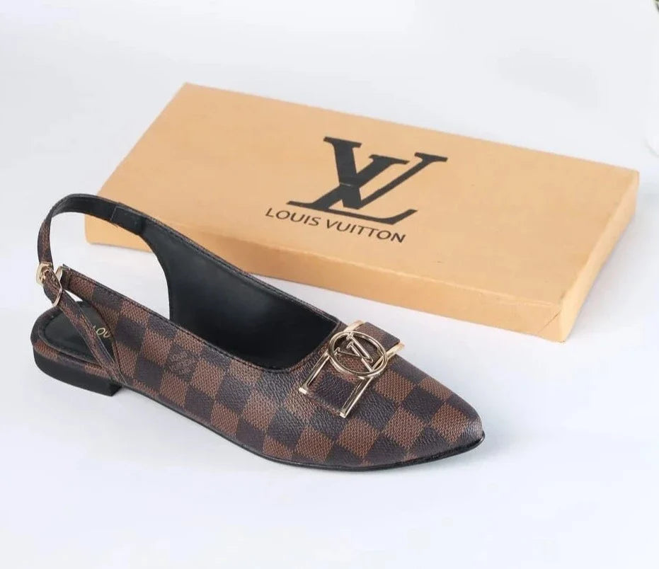 LV MONOGRAM POINTED TOE FALT PUMPS
