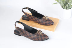 LV MONOGRAM POINTED TOE FALT PUMPS