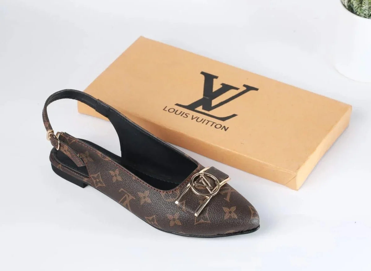 LV MONOGRAM POINTED TOE FALT PUMPS