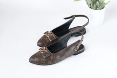 LV MONOGRAM POINTED TOE FALT PUMPS