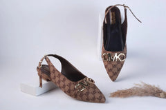 MICHAEL KORS POINTED TOE FLAT PUMPS - BROWN