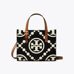 TORY BURCH MINI T MONOGRAM TOTE BAG - BLACK