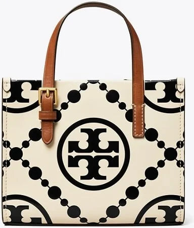 TORY BURCH MINI T MONOGRAM TOTE BAG - BLACK
