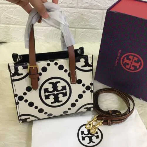 TORY BURCH MINI T MONOGRAM TOTE BAG - BLACK