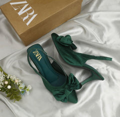 ZARA TAI KNOT HEELS - GREEN