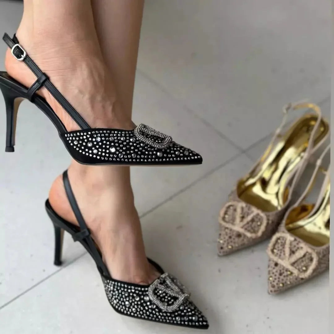 COMBO DEAL - VLOGO SIGNATURE PUMPS & CROSSBODY BAG - BLACK (SILVER)