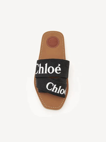 CHLOE WOODY FLAT MULE - BLACK