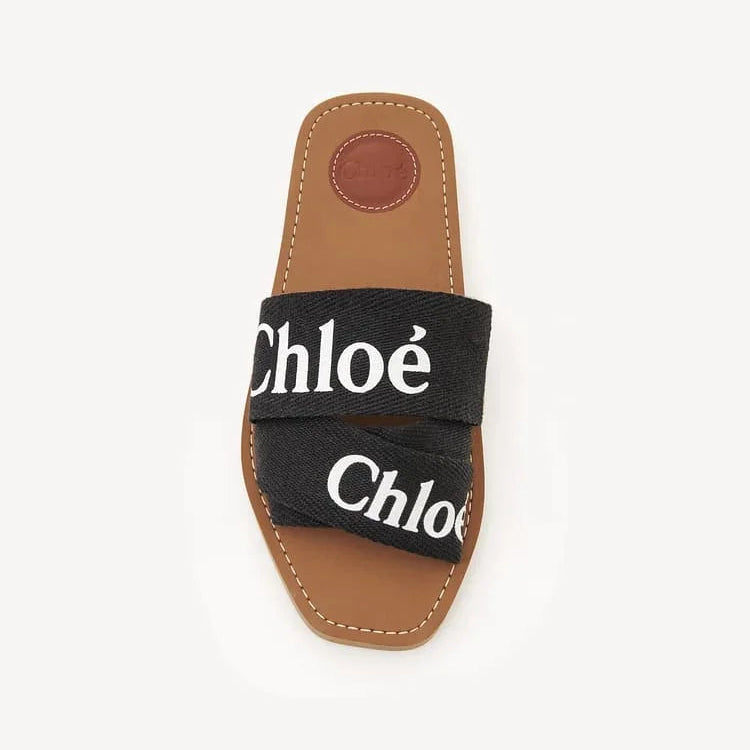 CHLOE WOODY FLAT MULE - BLACK