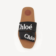 CHLOE WOODY FLAT MULE - BLACK