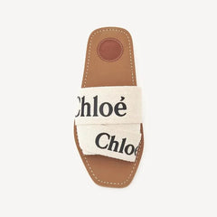 CHLOE WOODY FLAT MULE - WHITE