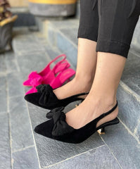 ZARA TAI KNOT HEELS - BLACK