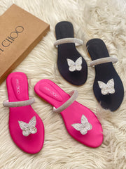 JIMMY CHOO BUTTERFLY SLIPPERS - PINK