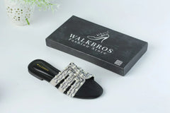 WALKBROS EMBROIDERED PEARLS FLATS - BLACK